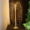 4ft Warm White 180 LED Fairy Lighted Artificial Weeping Willow Tree With Plug-in Adapter, White Tabletop Tree Centerpiece