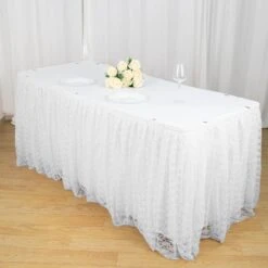 14FT Premium Pleated Lace Table Skirt 28 14FT Premium Pleated Lace Table Skirt -Home Decor Promotional Store 1697058311747