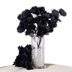 4 Bushes | Artificial Long Stem Silk Chrysanthemum Flowers -Home Decor Promotional Store ARTI 1498 BLK 99