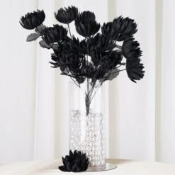 4 Bushes | Artificial Long Stem Silk Chrysanthemum Flowers -Home Decor Promotional Store ARTI 1498 BLK D01