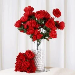 4 Bushes | Artificial Long Stem Silk Chrysanthemum Flowers
