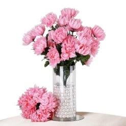 4 Bushes | Artificial Long Stem Silk Chrysanthemum Flowers -Home Decor Promotional Store ARTI 1498 PINK 99