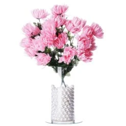 4 Bushes | Artificial Long Stem Silk Chrysanthemum Flowers -Home Decor Promotional Store ARTI 1498 PINK D02