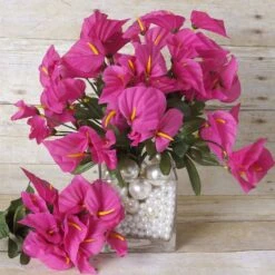 12 Bushes | Artificial Silk Mini Calla Lily Flowers, Faux Lilies -Home Decor Promotional Store ARTI 1854 FUSH 01