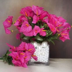 12 Bushes | Artificial Silk Mini Calla Lily Flowers, Faux Lilies -Home Decor Promotional Store ARTI 1854 FUSH 02