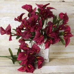 12 Bushes | Artificial Silk Mini Calla Lily Flowers, Faux Lilies