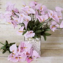 12 Bushes | Artificial Silk Mini Calla Lily Flowers, Faux Lilies -Home Decor Promotional Store ARTI 1854 PINK 01