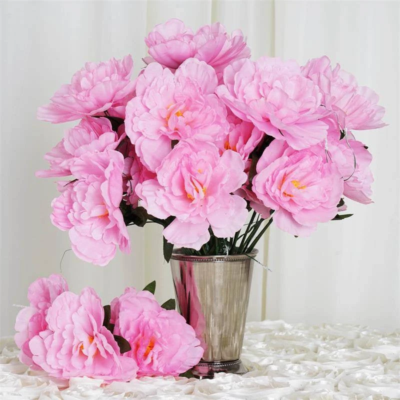 12 Bushes | Silk Peonies Bouquet, Artificial Flower Arrangements 5 12 Bushes | Silk Peonies Bouquet, Artificial Flower Arrangements - Image 5
