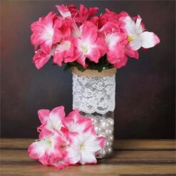 10 Bushes Artificial Silk Tiger Lily Flowers, Faux Bouquets -Home Decor Promotional Store ARTI 1919 FUSH 01