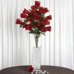4 Bushes Artificial Silk Rose Bud Flowers, Faux Bouquets 25" Long Stem -Home Decor Promotional Store ARTI 1985 BLK REDx4 01
