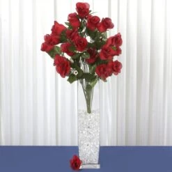 4 Bushes Artificial Silk Rose Bud Flowers, Faux Bouquets 25" Long Stem -Home Decor Promotional Store ARTI 1985 BLK REDx4 02 scaled