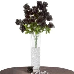 4 Bushes Artificial Silk Rose Bud Flowers, Faux Bouquets 25" Long Stem -Home Decor Promotional Store ARTI 1985 BLKx4 99