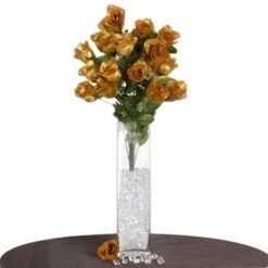 4 Bushes Artificial Silk Rose Bud Flowers, Faux Bouquets 25" Long Stem -Home Decor Promotional Store ARTI 1985 GOLDx4 99