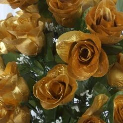 4 Bushes Artificial Silk Rose Bud Flowers, Faux Bouquets 25" Long Stem -Home Decor Promotional Store ARTI 1985 GOLDx4 D01 82ee120c 8f9b 405b 918a d51ae5b95f97