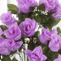 4 Bushes Artificial Silk Rose Bud Flowers, Faux Bouquets 25" Long Stem -Home Decor Promotional Store ARTI 1985 LAVx4 D01 8c0e656b 6d1d 4f9c aebc 505ad106ea07