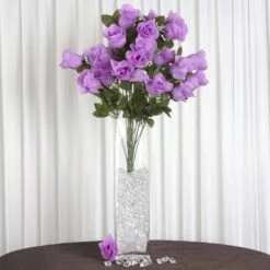 4 Bushes Artificial Silk Rose Bud Flowers, Faux Bouquets 25" Long Stem -Home Decor Promotional Store ARTI 1985 LAVx4 01