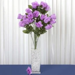 4 Bushes Artificial Silk Rose Bud Flowers, Faux Bouquets 25" Long Stem -Home Decor Promotional Store ARTI 1985 LAVx4 02