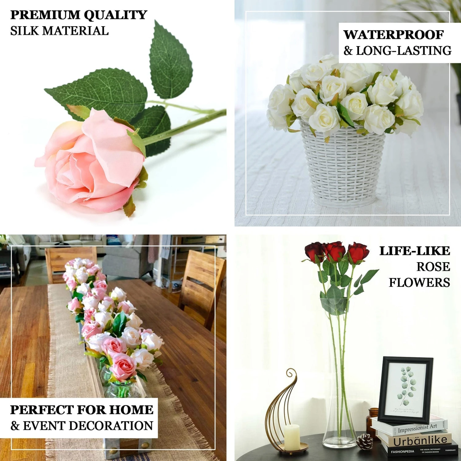 24pcs Long Stem Artificial Silk Roses Flowers 31" 2 24pcs Long Stem Artificial Silk Roses Flowers 31" - Image 2