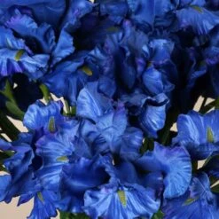 4 Bushes Artificial Silk Iris Flowers, Faux Stem Bouquets -Home Decor Promotional Store ARTI 4459 BLUEx4 D01