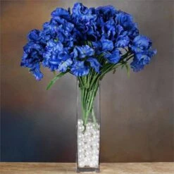 4 Bushes Artificial Silk Iris Flowers, Faux Stem Bouquets -Home Decor Promotional Store ARTI 4459 BLUEx4 01