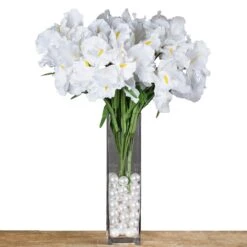 4 Bushes Artificial Silk Iris Flowers, Faux Stem Bouquets -Home Decor Promotional Store ARTI 4459 WHTx4 99.progressive 43366e1e 4d7e 4e74 9647 e2ec62963015