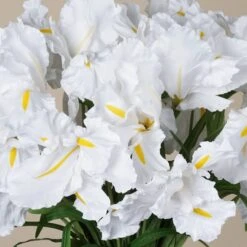 4 Bushes Artificial Silk Iris Flowers, Faux Stem Bouquets -Home Decor Promotional Store ARTI 4459 WHTx4 D01