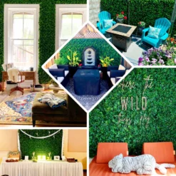 Artificial Boston Fern Eucalyptus Boxwood Greenery Garden Wall, Grass Backdrop Mat, Indoor/Outdoor UV Protected Assorted Foliage 4 Panels 12 Sq. Ft. -Home Decor Promotional Store ARTI 5062 GRN 27 EBC2