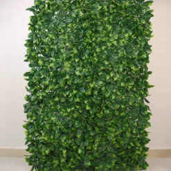 Dual Tone Green Lemon Leaf Garden Wall, Greenery Grass Backdrop Mat, Indoor/Outdoor UV Protected Foliage 4 Artificial Panels 12 Sq. Ft.