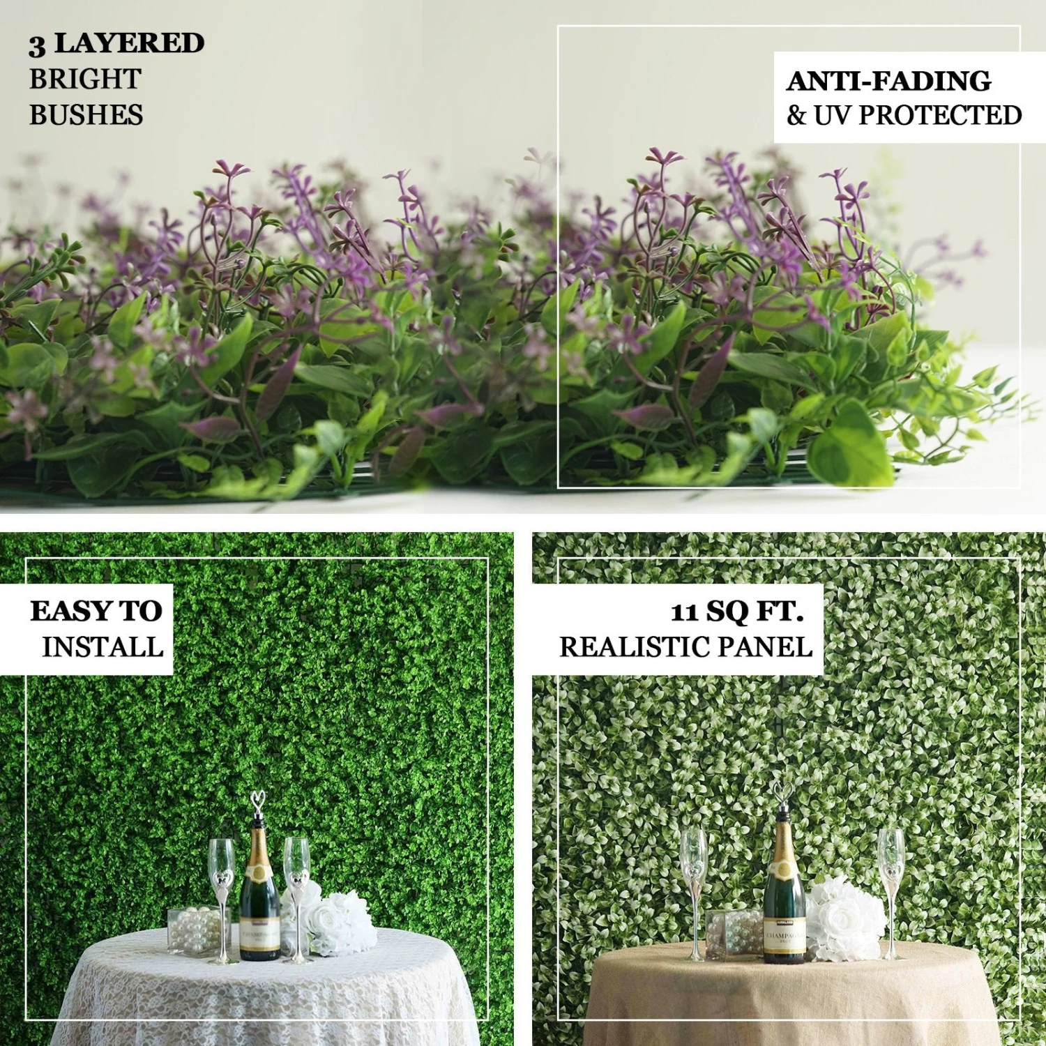 11 Sq Ft. | 4 Panels Green Boxwood Hedge Garden Wall Backdrop Mat 2 11 Sq Ft. | 4 Panels Green Boxwood Hedge Garden Wall Backdrop Mat - Image 2