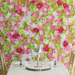 UV Protected Assorted Flower Wall Mat Backdrop 4 Artificial Panels 13 Sq Ft.