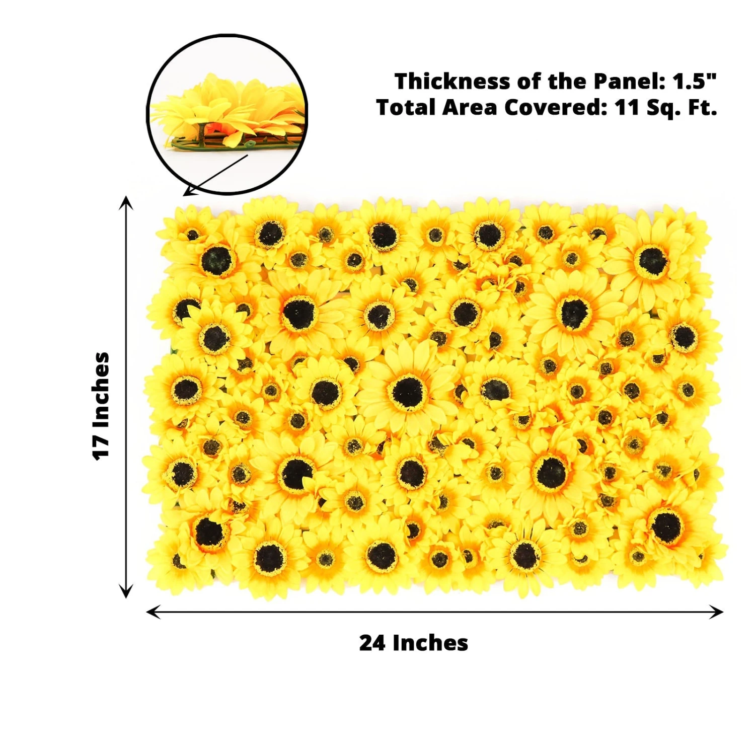 Artificial Sunflower Wall Mat Backdrop, Flower Wall Decor, Indoor/Outdoor UV Protected 4 Artificial Panels 11 Sq Ft. 16 Artificial Sunflower Wall Mat Backdrop, Flower Wall Decor, Indoor/Outdoor UV Protected 4 Artificial Panels 11 Sq Ft. - Image 16