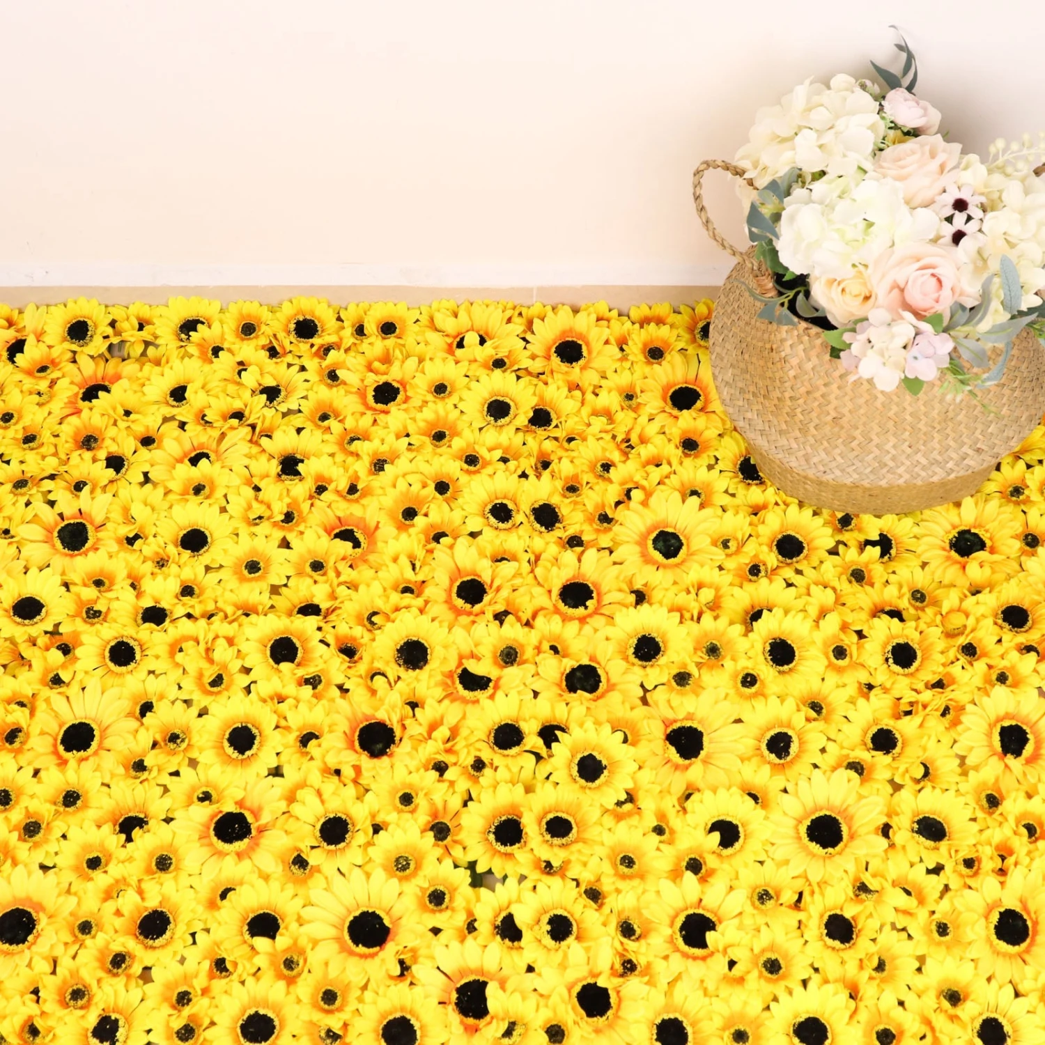 Artificial Sunflower Wall Mat Backdrop, Flower Wall Decor, Indoor/Outdoor UV Protected 4 Artificial Panels 11 Sq Ft. 9 Artificial Sunflower Wall Mat Backdrop, Flower Wall Decor, Indoor/Outdoor UV Protected 4 Artificial Panels 11 Sq Ft. - Image 9