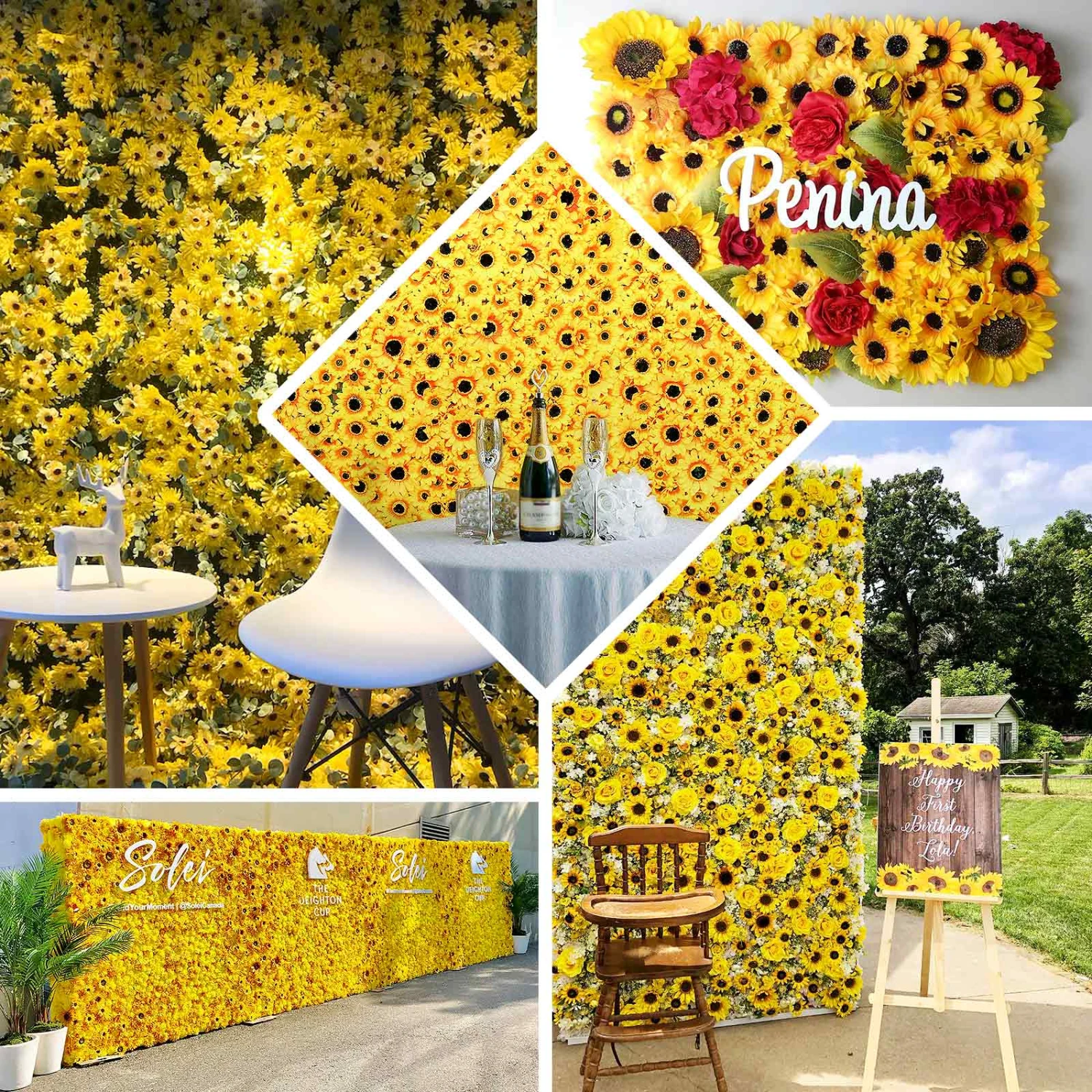 Artificial Sunflower Wall Mat Backdrop, Flower Wall Decor, Indoor/Outdoor UV Protected 4 Artificial Panels 11 Sq Ft. 3 Artificial Sunflower Wall Mat Backdrop, Flower Wall Decor, Indoor/Outdoor UV Protected 4 Artificial Panels 11 Sq Ft. - Image 3