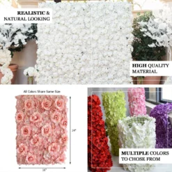 3D Silk Rose And Hydrangea Flower Wall Mat Backdrop - 4 Artificial Panels 11 Sq Ft. -Home Decor Promotional Store ARTI 5068 PARENT 2