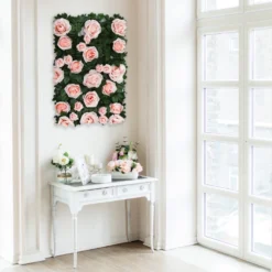 Easy-Install Silk Rose Flower Mat Wall Panel Backdrop 3 Sq Ft.
