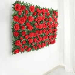 Easy-Install Silk Rose Flower Mat Wall Panel Backdrop 3 Sq Ft. -Home Decor Promotional Store ARTI 5069 RED D07