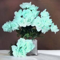 12 Bushes Artificial Premium Silk Blossomed Rose Flowers 84 Roses -Home Decor Promotional Store ARTI 84OPN AQUA 01 209cb3c2 f054 4764 adb0 6779bf0c89a8
