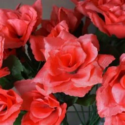 12 Bushes Artificial Premium Silk Blossomed Rose Flowers 84 Roses -Home Decor Promotional Store ARTI 84OPN CORL D01
