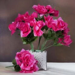 12 Bushes Artificial Premium Silk Blossomed Rose Flowers 84 Roses -Home Decor Promotional Store ARTI 84OPN FUSH 01
