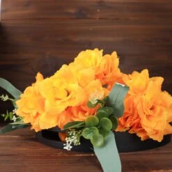 12 Bushes Artificial Premium Silk Blossomed Rose Flowers 84 Roses -Home Decor Promotional Store ARTI 84OPN ORNG D12