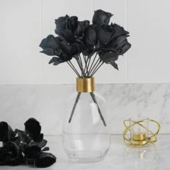 12 Bushes Artificial Premium Silk Flower Rose Bud Bouquets -Home Decor Promotional Store ARTI 84 BLK 01