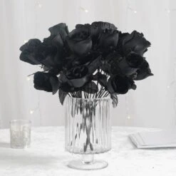 12 Bushes Artificial Premium Silk Flower Rose Bud Bouquets -Home Decor Promotional Store ARTI 84 BLK 02