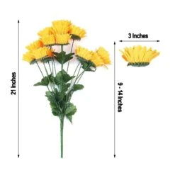 5 Bushes | 70 Yellow Artificial Silk Blossomed Sunflowers | Vase Decor -Home Decor Promotional Store ARTI 868 YELx9 98