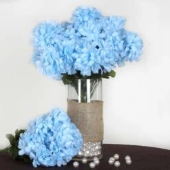 4 Bushes Artificial Silk Chrysanthemums 56 Faux Flowers -Home Decor Promotional Store ARTI 9043 BLUE 01