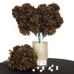 4 Bushes Artificial Silk Chrysanthemums 56 Faux Flowers -Home Decor Promotional Store ARTI 9043 CHOC 01