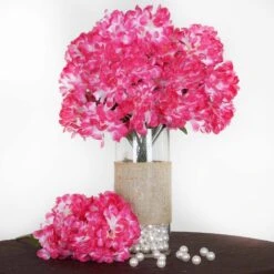 4 Bushes Artificial Silk Chrysanthemums 56 Faux Flowers -Home Decor Promotional Store ARTI 9043 FUSH 01 min