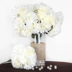4 Bushes Artificial Silk Chrysanthemums 56 Faux Flowers -Home Decor Promotional Store ARTI 9043 IVR 01