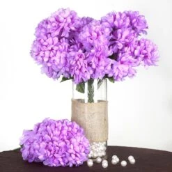 4 Bushes Artificial Silk Chrysanthemums 56 Faux Flowers -Home Decor Promotional Store ARTI 9043 LAV 01
