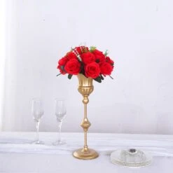 2 Pack Artificial Flower Ball Bouquets For Centerpieces 15-Head Silk Rose Kissing Balls 10" -Home Decor Promotional Store ARTI BALL RS02 10 RED D03