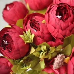 2 Pack Artificial Peony Flower Bouquets, Faux Silk Flower Arrangements 19" -Home Decor Promotional Store ARTI BOUQ PEO14 BURG D01